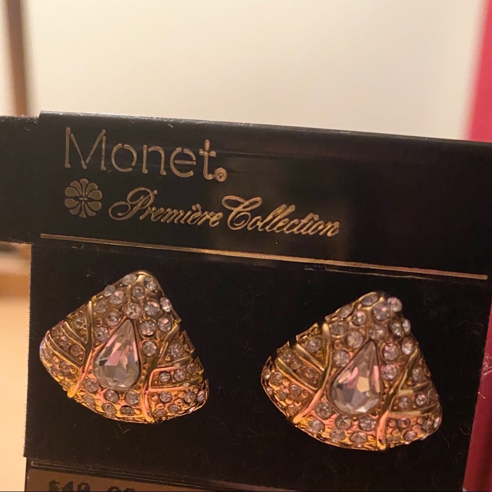 RARE & VINTAGE Monet Premier 14K Gold Post Earrings. NEVER WORN. NWT - Picture 4 of 9